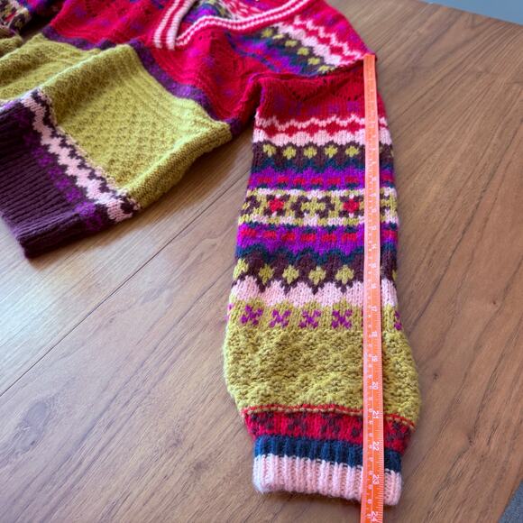 Sundance Sweater Size Small Senga Oversized V Neck Fair Isle - Picture 8 of 10